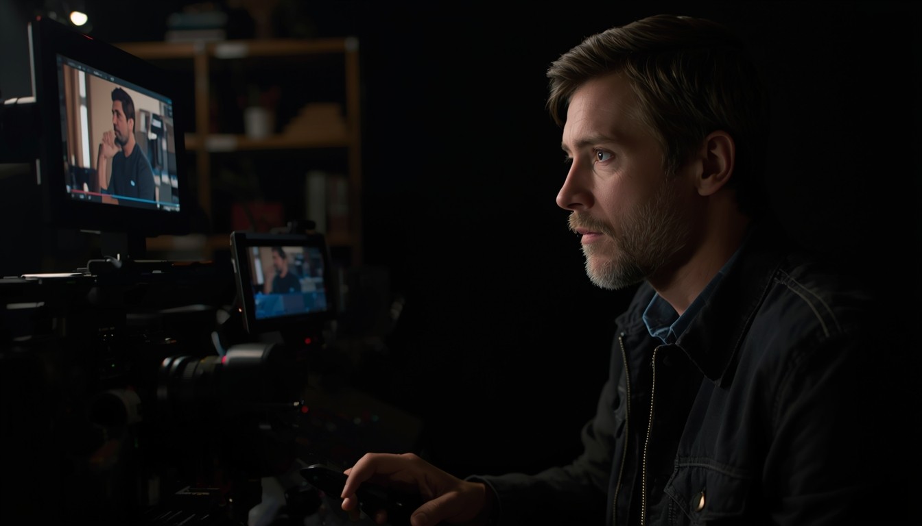 Director reviewing a scene on a monitor